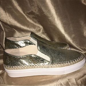 Zara Gold Leather Slide On 👟 Shoes Size Eur 41